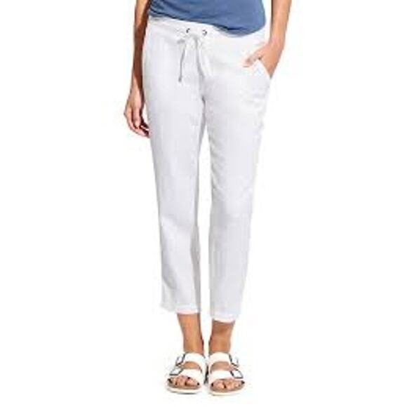 Athleta Linen Ankle Pant Womens Size Medium White NWT Preppy Coastal - Picture 1 of 6
